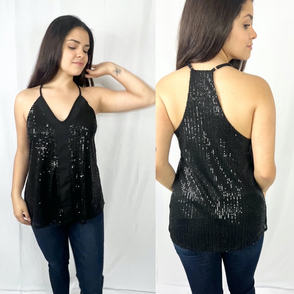 LILY CLOTHING | Tops | Black Spangled Strap Top | Poshmark